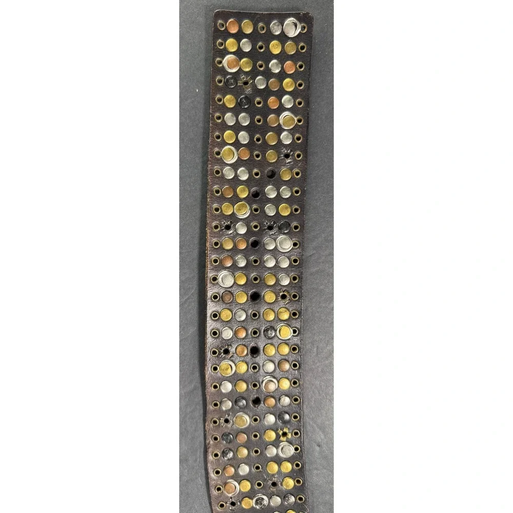 Calvin Klein Jeans Studded Belt Womens M Brown Leather Mixed Metal Wide Boho